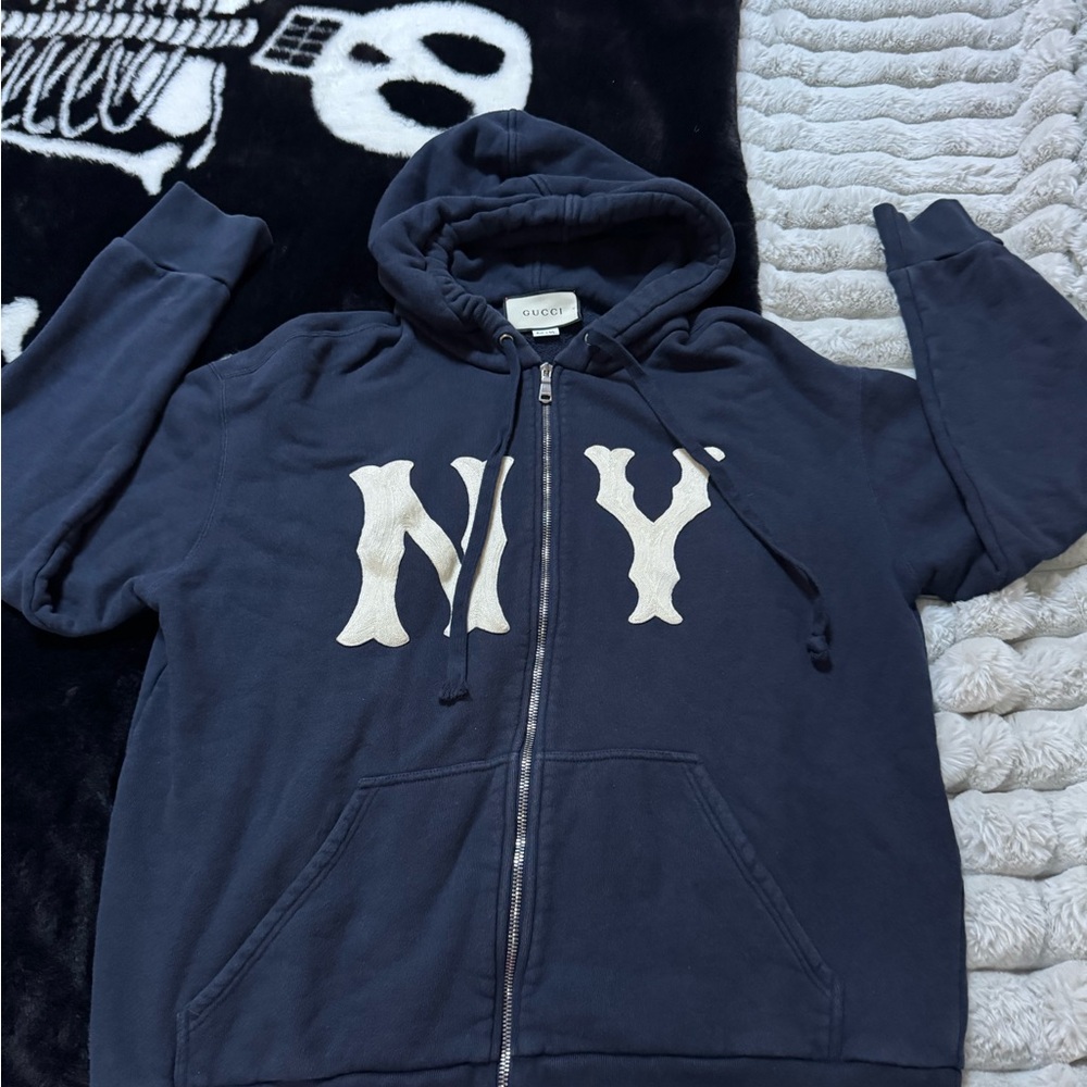Gucci X MLB Navy blue Zip up hoodie